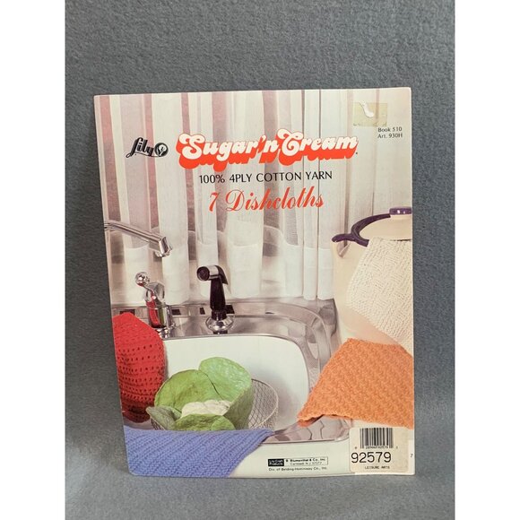 Lily Sugar'n Cream Knit 4Ply Cotton Yarn 7 Dishcloths Pattern Book - Picture 2 of 2